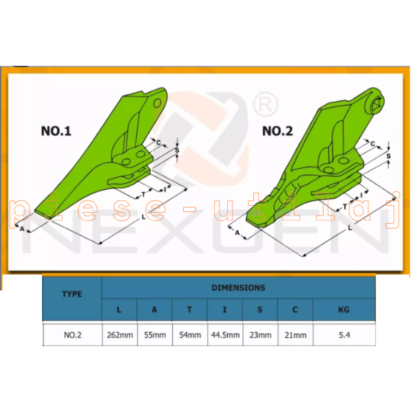 Colt Dinte Cupa Dreapta JCB Seria 811–150W, JS, JZ - imagine 2