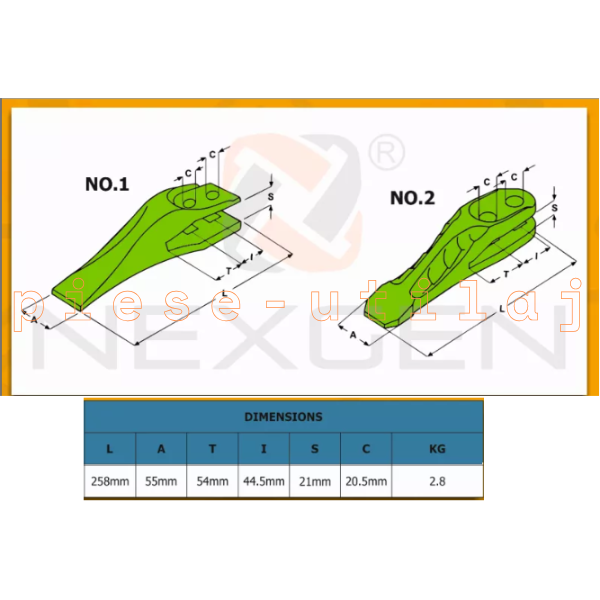 Dinte Cupa Central JCB Seria 811–150W, JS și JZ - imagine 3