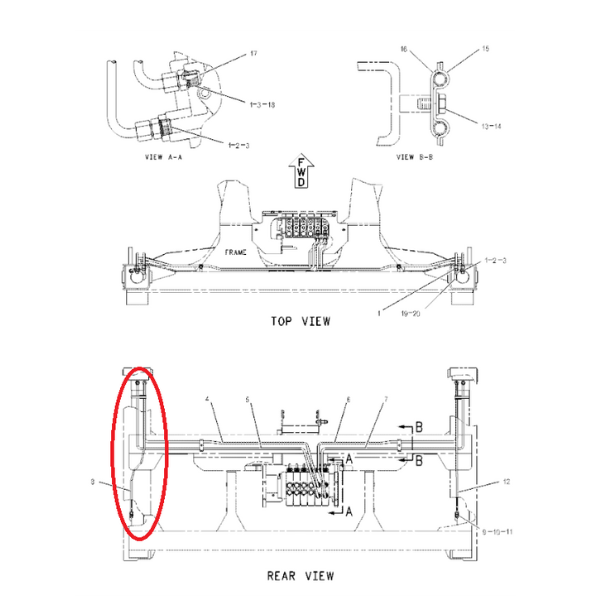 Conducta hidraulica talpa stabilizatoare Caterpillar 422E, 424D, 428B–444E - imagine 4