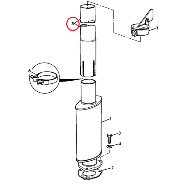 Teava toba esapament JCB – modele 1400, 1550, 1700, 3CX, 3D, 4C, 4CN - imagine 2