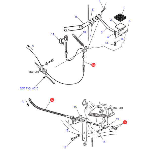 Cablu acceleratie Komatsu WB91R-2, WB93R-2, WB97R-2 - Pedala - imagine 3