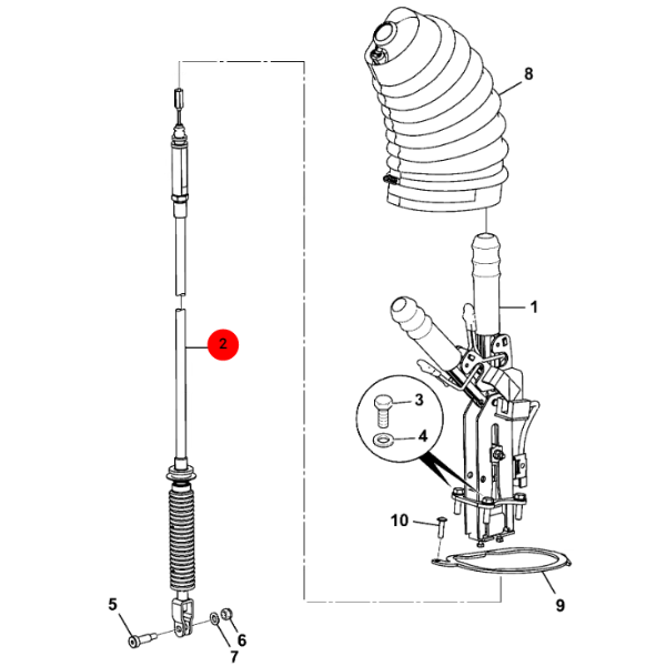 Cablu frana de mana incarcator telescopic JCB 526 , 531 , 535 L= 2550 mm - imagine 2