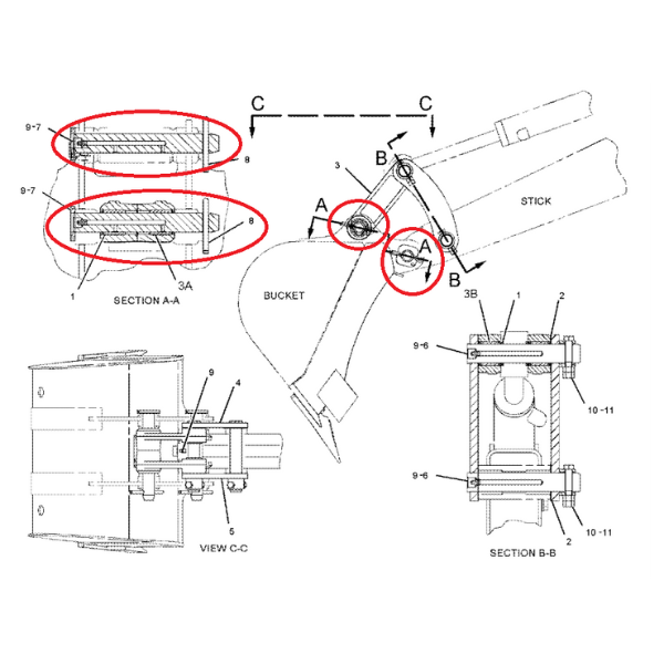 Bolt cupa mini-excavator CAT 302.2D / 302.4D / 302.5 / 302.7D – 35×265 mm - imagine 3