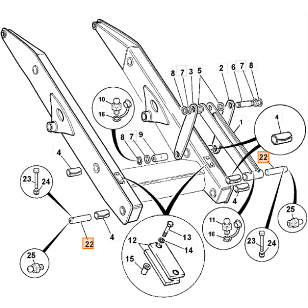 Bolt prindere cupa fata buldoexcavator JCB 3CX 4CX - imagine 4