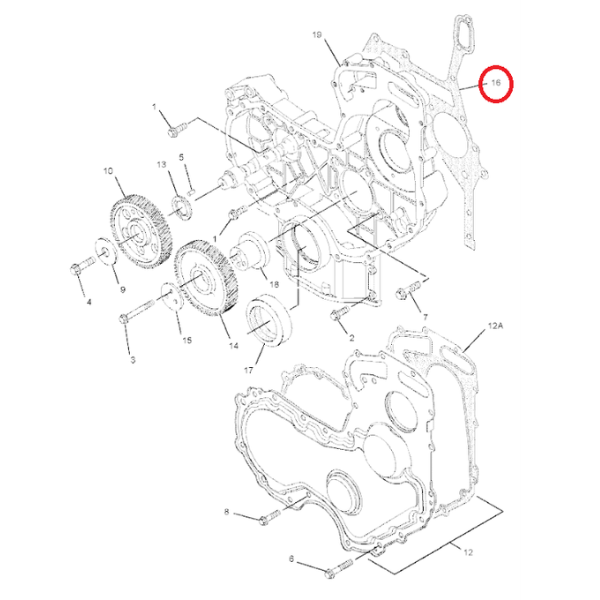 Garnitura Capac Distributie CAT - Motoare 3054C 3054E C3.3 C4.4 C6.6 C7.1 - spre bloc - imagine 2