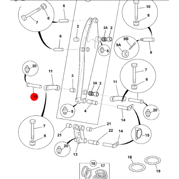 Bolt eclisa JCB 802, 803, 8025–8029, 8030, 8035 - imagine 4