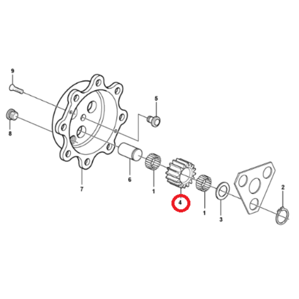 Pinion sateliti Caterpillar TH220B, TH330B, TH340B, TH350B, TH355B - punte Carraro - imagine 5