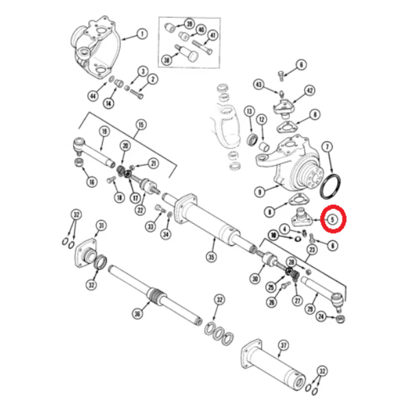Pivot inferior Case IH, New Holland 5120, 5140, 5240, 5640, 580K, 580SK - imagine 5