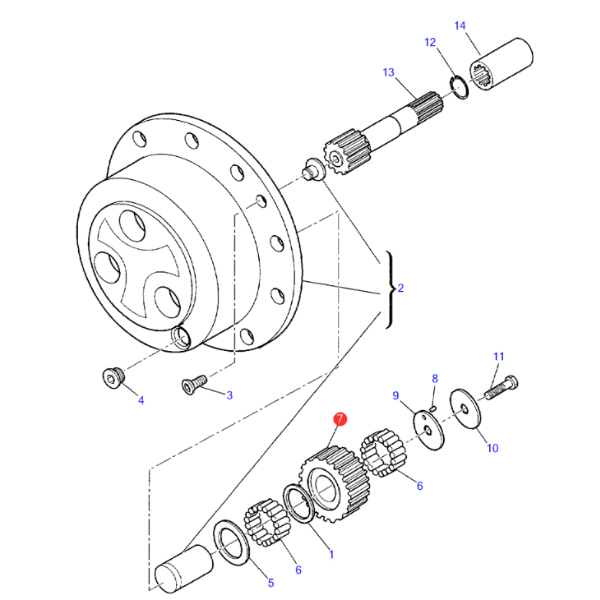 Pinion sateliti Newholland B115B, B115BTC, B115C, B115CTC - axa spate - imagine 4