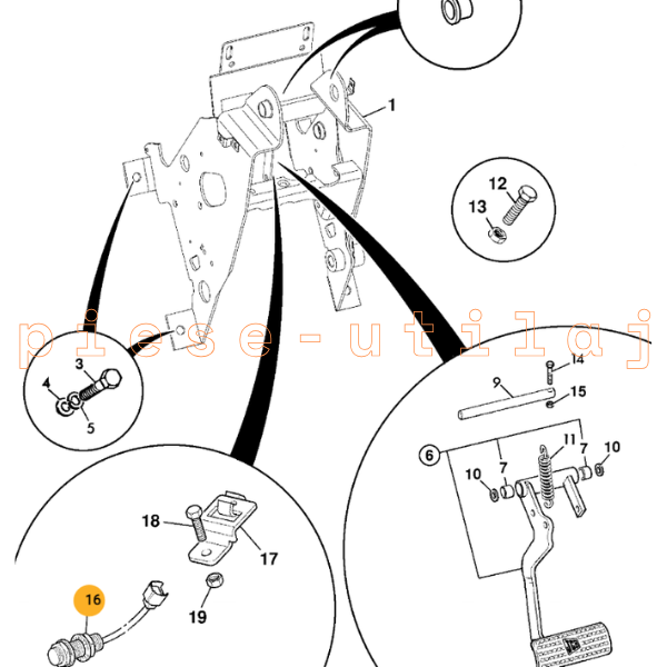 Senzor pedala frana si frana de mana JCB 2CX, 3CX, 4CX - imagine 4